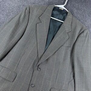 Jos. A. Bank Blazer Mens 44R 44 Regular Brown Houndstooth Wool Sport Coat Jacket